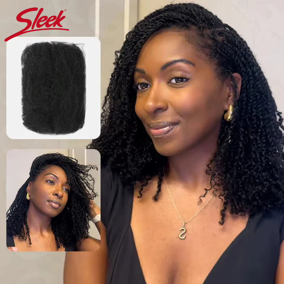Extensions de cheveux humains Afro crépus en vrac QVR expédition locale américaine noir naturel/marron léger pour tressage style usage quotidien