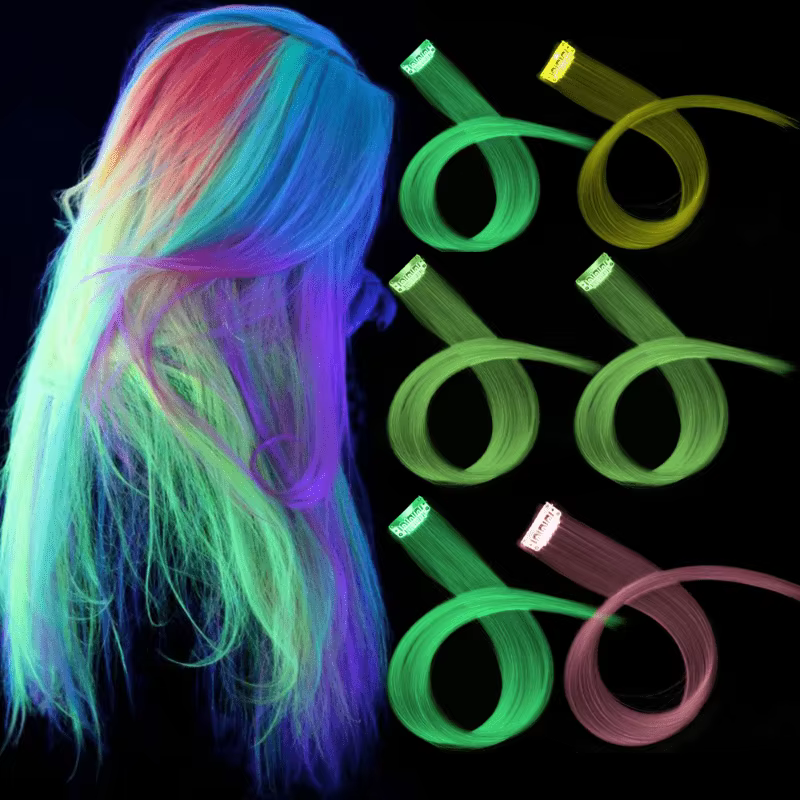 Extension capillaire synthétique lumineuse colorée néon