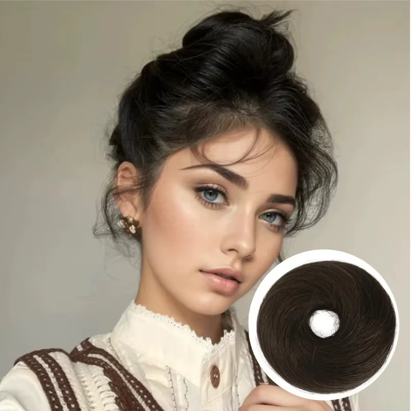 Chignon cheveux raides pour femmes et filles