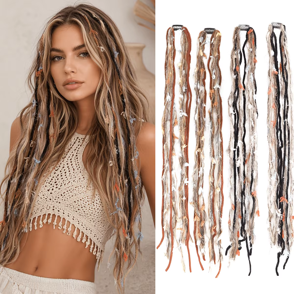 Extensions de cheveux synthétiques à clipser