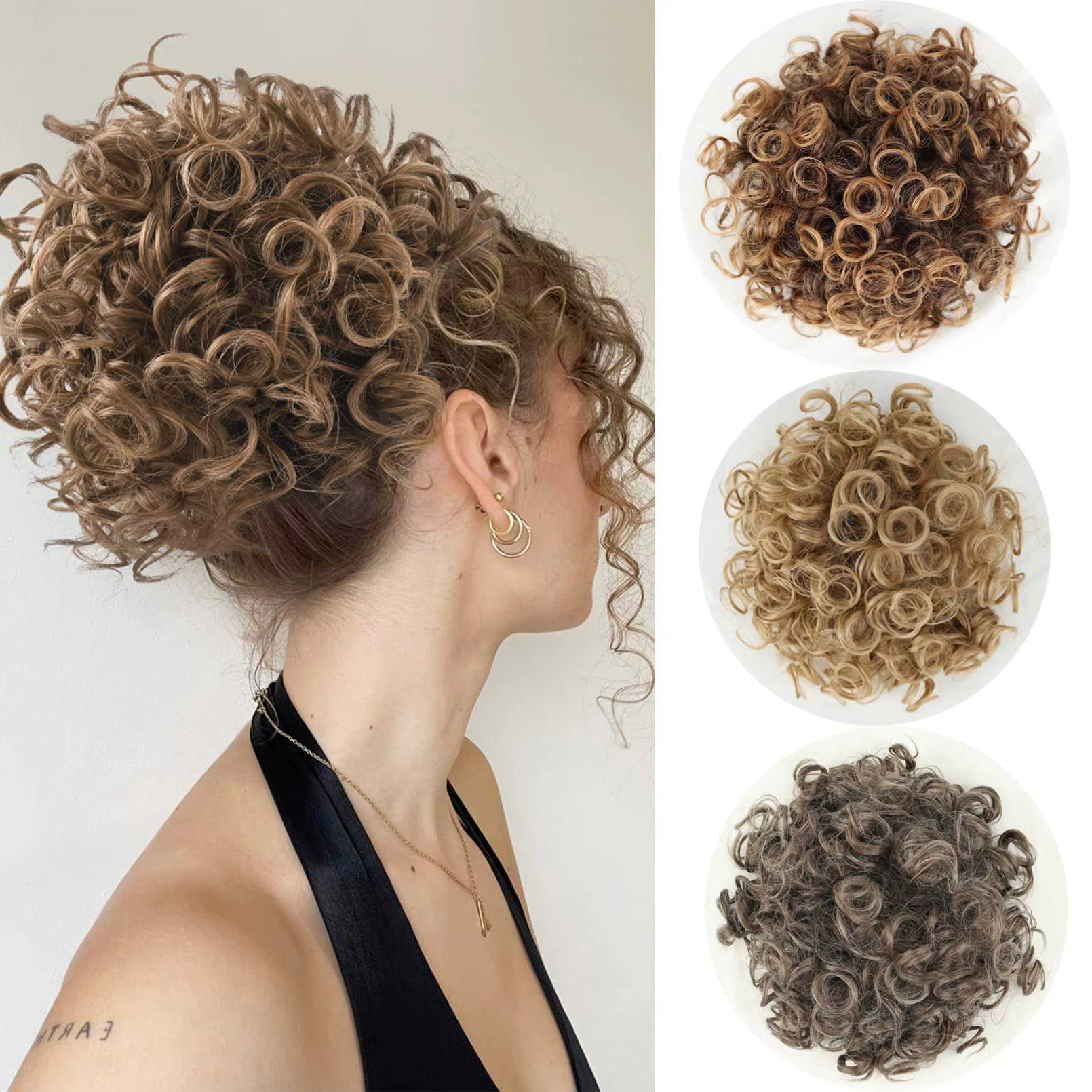Grands chignons bouclés avec cordon élastique