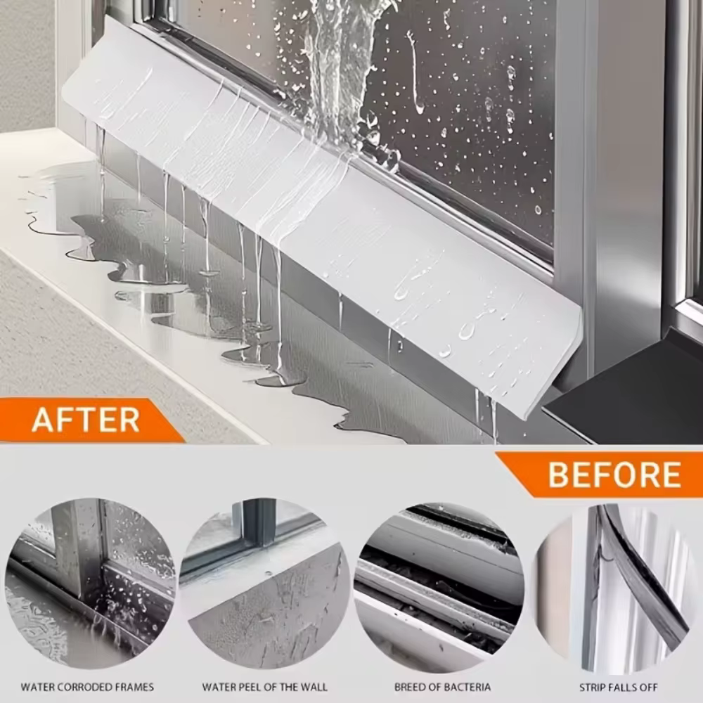    Barrière d'étanchéité flexible pour rebord de fenêtre, protection anti-gouttelettes pour porte, bande adhésive imperméable pour bord de fenêtre
