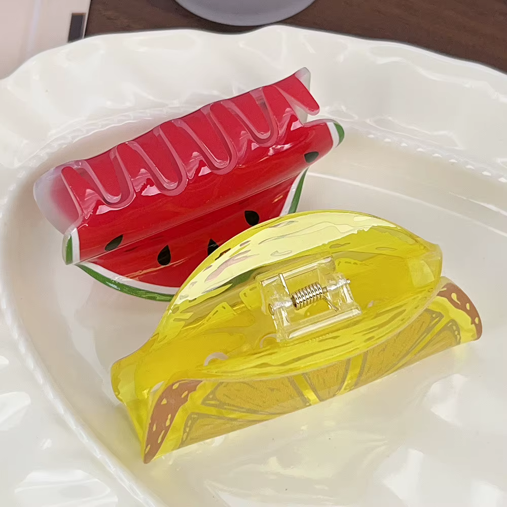 Pinces à cheveux pour femmes Fruits banane citron Kiwi réel Funnty mignon Kawaii Verstaile