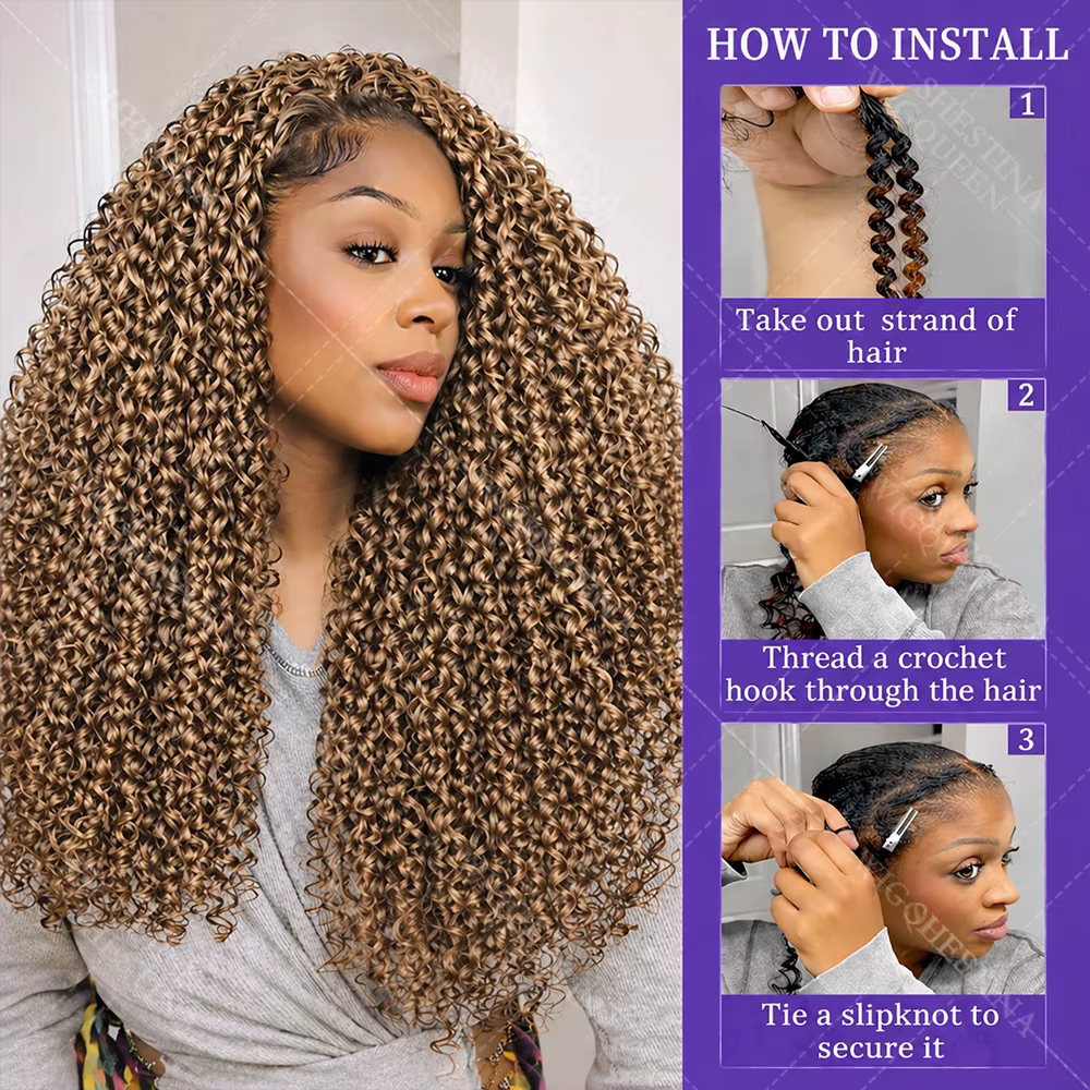 Tresses au crochet en cheveux humains Curly Feather Miracle Knots # 27 Extensions
