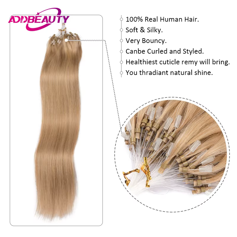 Micro boucle Extension de cheveux humains droite réel