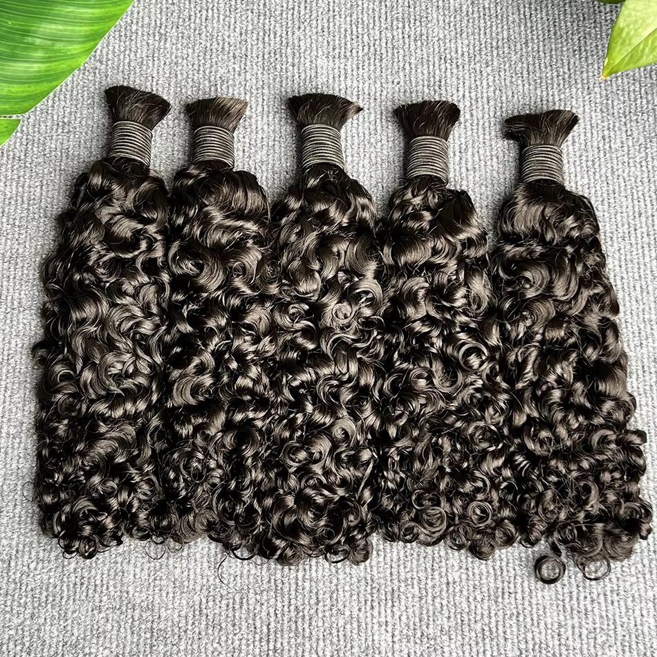 Vrac de cheveux humains bouclés birmans pour tresser l'extension