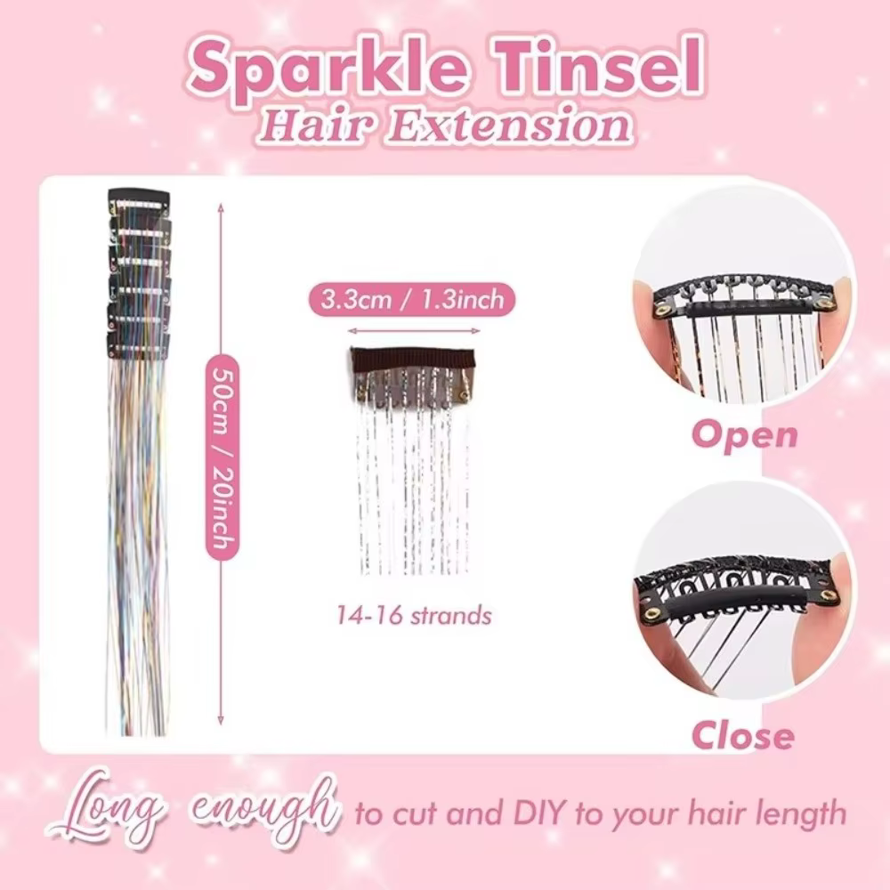 Nouvelle mode points forts pince dans les Extensions de cheveux coloré brillant