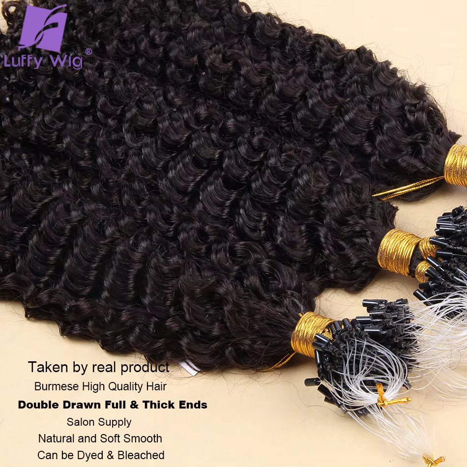Extensions de Cheveux Humains Bouclés Microlink pour Femme Noire