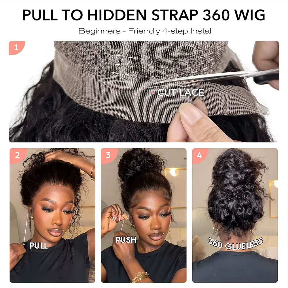 Perruque Lace Front Wig sans colle 360 HD