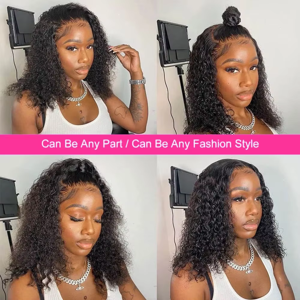 Perruque Lace Front Courte Bob Bouclée 13x4 Style Vietnamien