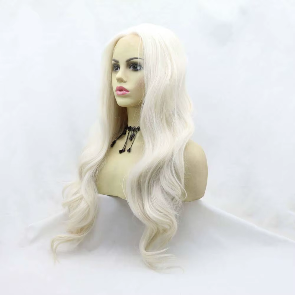 Perruque Sylvia 60 # Perruques synthétiques blondes à dentelle frontale
