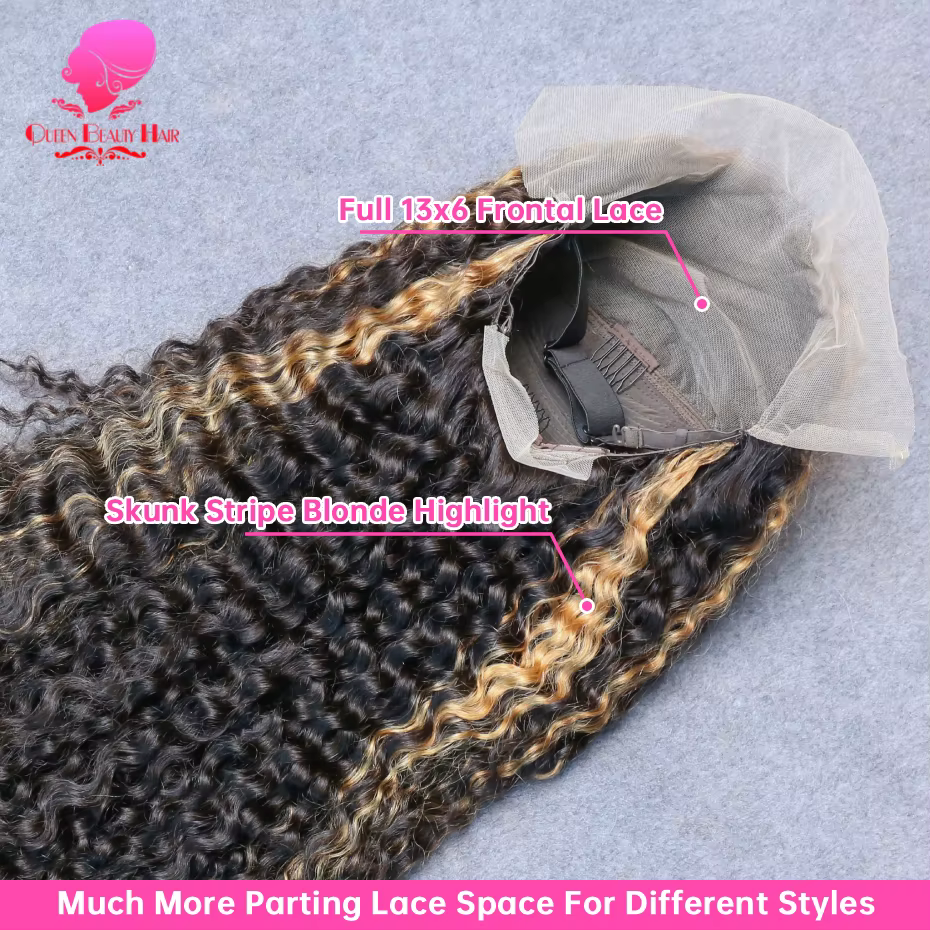 27 Perruques Skunk Stripe 13x4 13x6 360 Lace Frontal