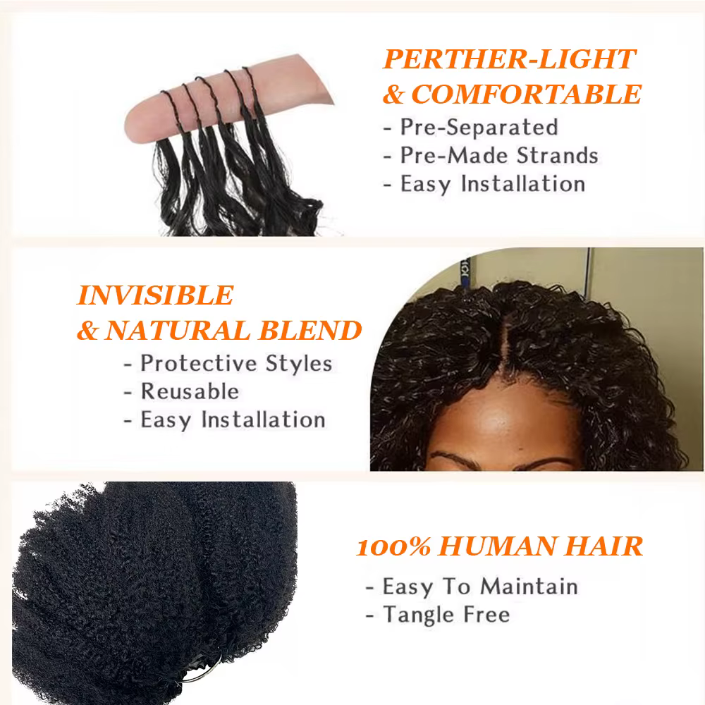 Extensions de cheveux au crochet Afro Kinky Curly Feather pour femmes