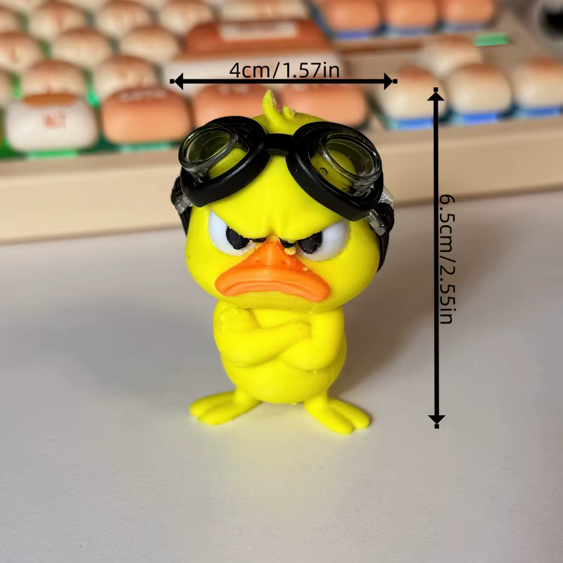 Ornement de canard en colère mignon avec lunettes de protection, décoration pour bureau, étagère, intérieur/extérieur, cadeau parfait pour les amis