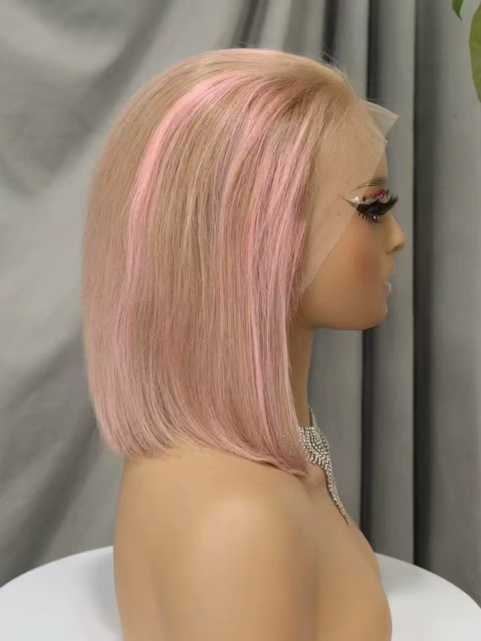 Perruque Bob Rose en Cheveux Humains