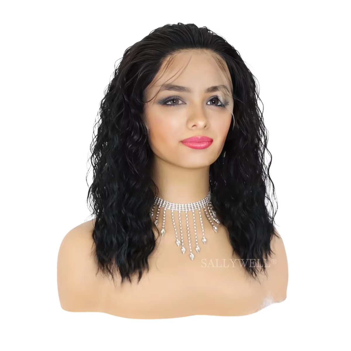 Perruque Bob courte bouclée profonde, perruque synthétique sans colle, vague profonde, devant en dentelle 13*3, délié naturel pré-plumé, degré de chaleur