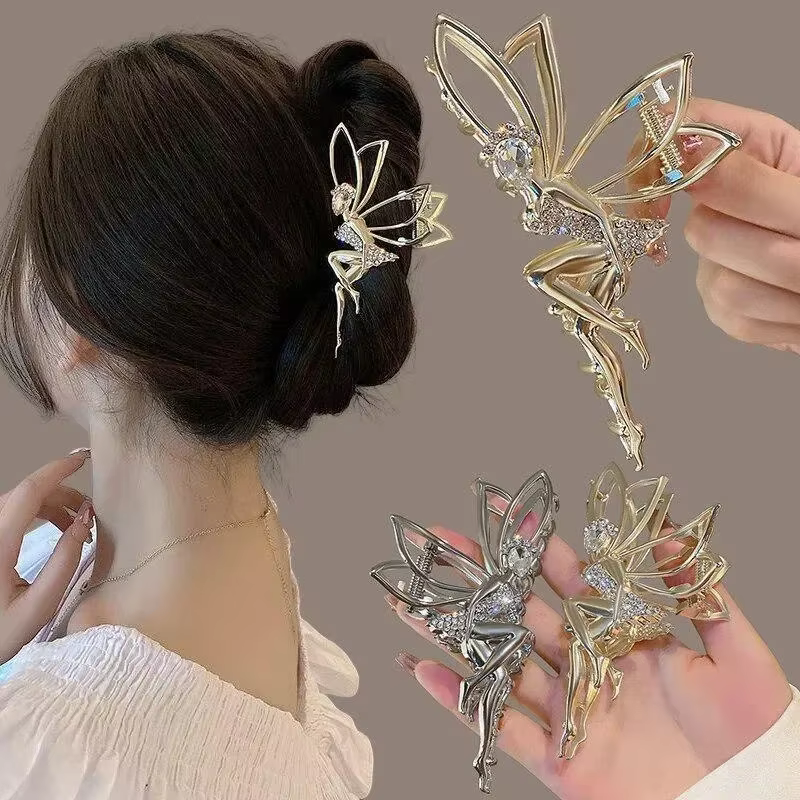 Pince à cheveux en métal pour strass brillant cristal petit ange chapeaux épingle