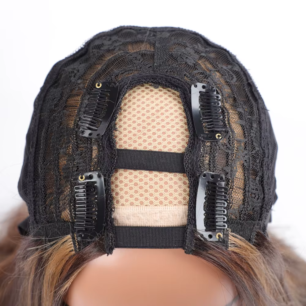 Sophia-Perruque Synthétique Droite en U pour Femme, Cheveux Raides Blonds Noirs, Perruque à Reflets, # P4/27