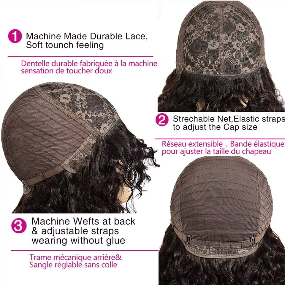 Perruque Brésilienne Naturelle avec Frange pour Femme