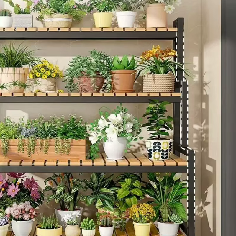 Étagère à plantes d'intérieur pour terrasse, rangement extérieur, support de pot de fleurs pour porche, étagère à plantes de style Mid-Century, étagère en forme d'échelle, mobilier de patio