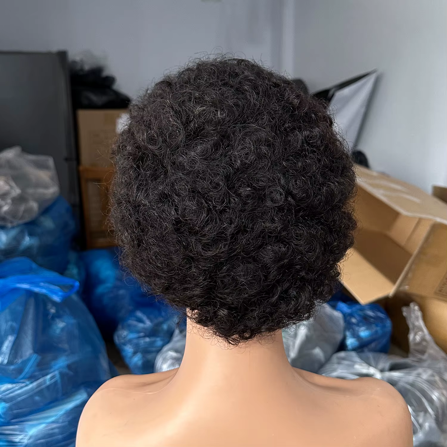 Perruques brésiliennes courtes coupe lutin pour femmes noires cheveux humains Afro crépus bouclés perruque africaine