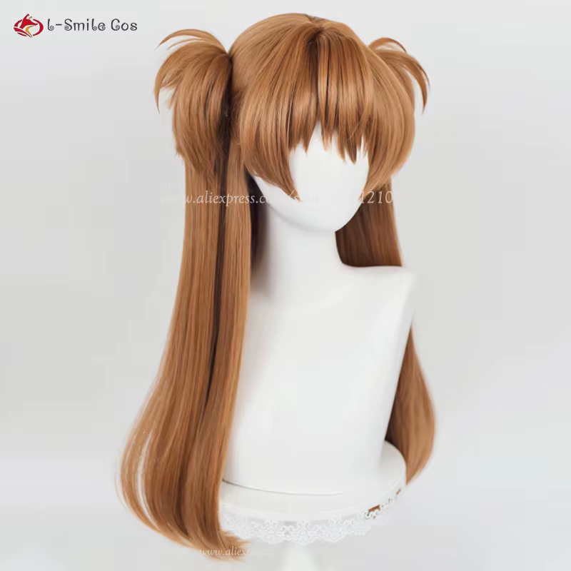 Anime EVA Asuka Langley Soryu Cosplay perruque 68 cm Orange marron