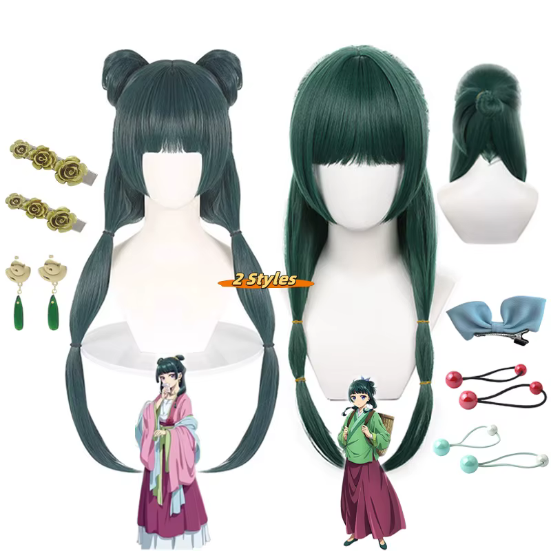 Maomao Cosplay perruque synthétique Anime les journaux d'apothicaire cheveux verts 2 Styles Kusuriya no Hitorigoto