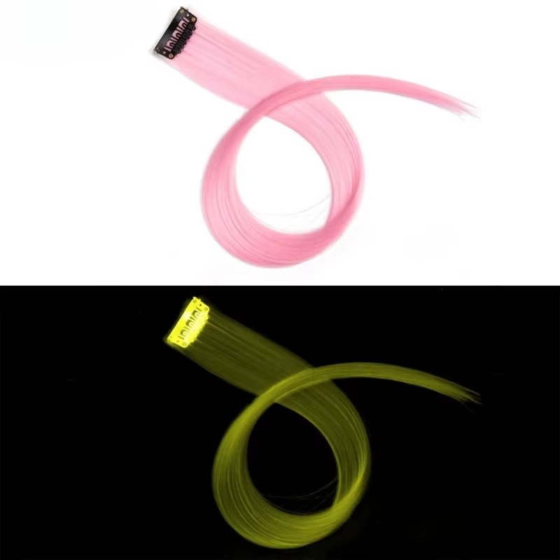 Extensions capillaires synthétiques colorées à Clip lumineux
