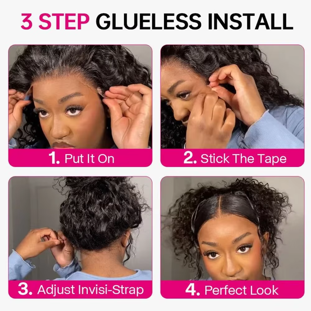 Perruque en cheveux humains ondulés 36 pouces, avec bande invisible, dentelle complète HD 360, densité 250, pré-épilée, pré-coupée, prête à porter, sans colle