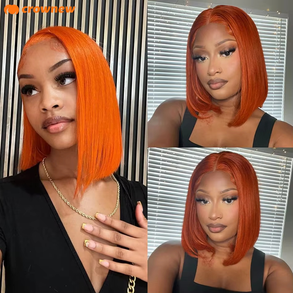 Perruque en cheveux humains couleur gingembre #