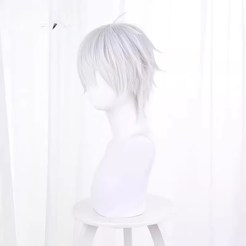 D Gray-man Allen Walker Cosplay cheveux synthétiques courte argent blanc style bande dessinée perruque
