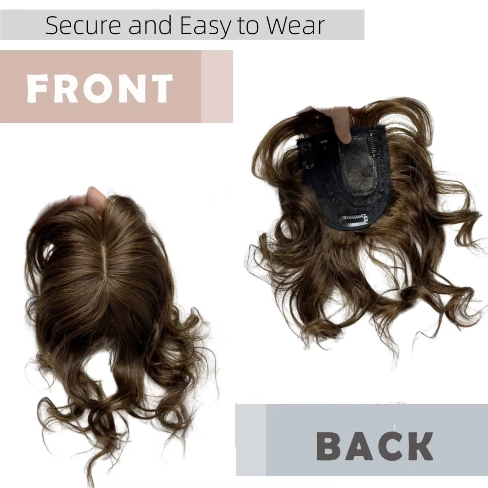 10 pouces corps court ondulé cheveux humains Toppers pour les femmes pince en postiches bouclées Extensions augmenter