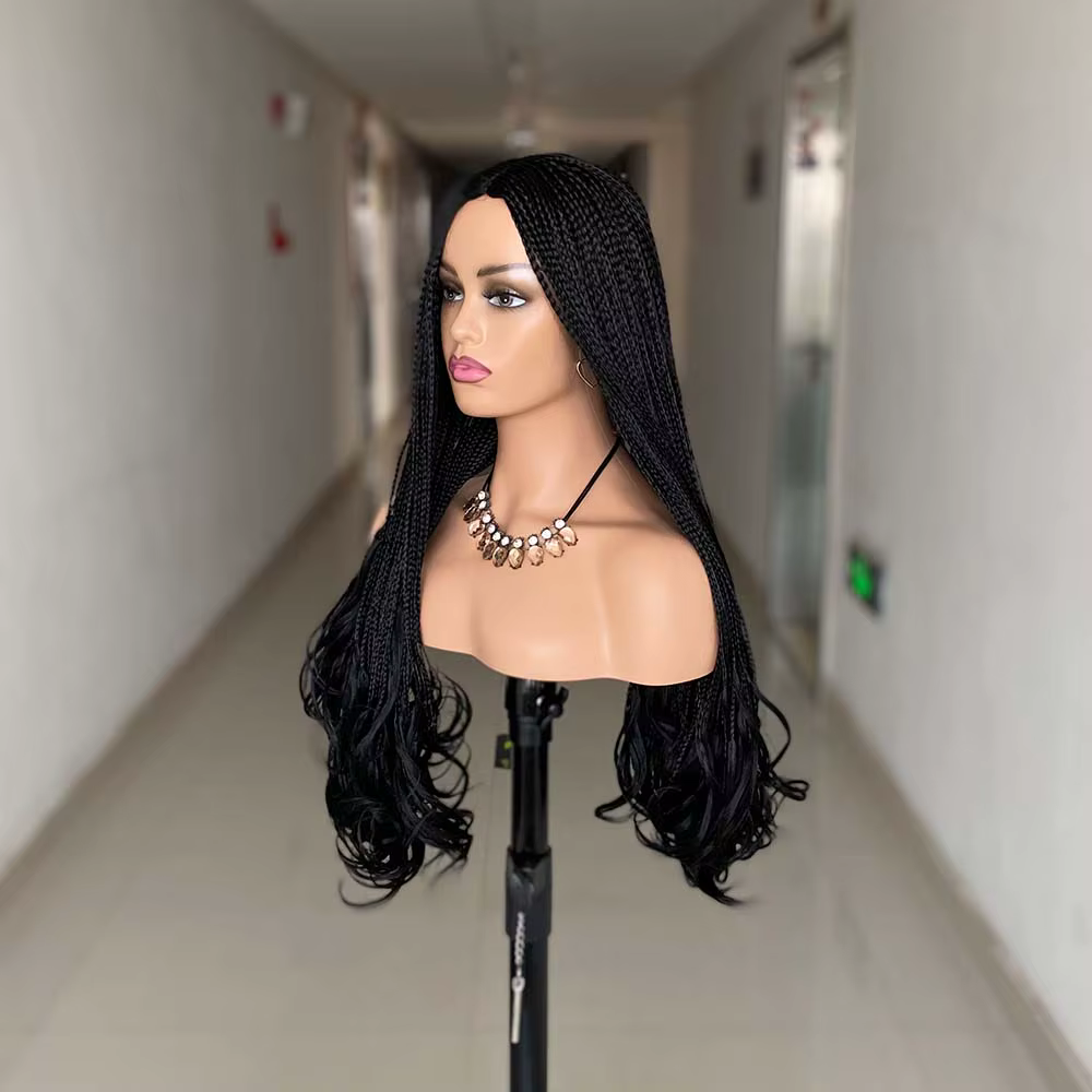Nouvelle mode longue tressée perruques synthétique boîte tresse perruque pour les femmes noires ondulé armure Ombre