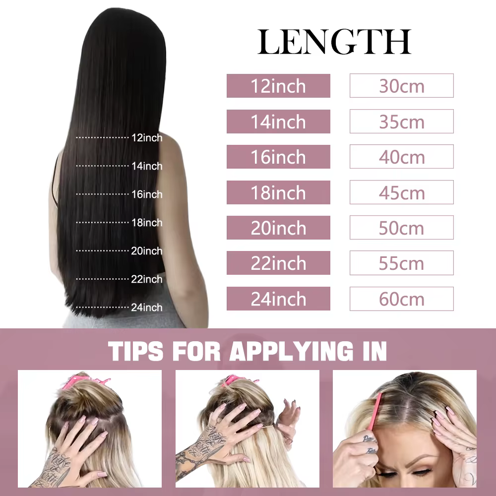Extension de cheveux à clip invisible pour femme