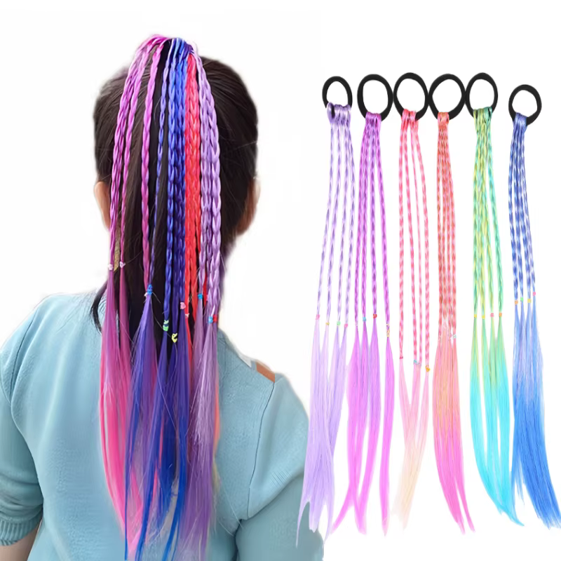6 pièces multicolore Style bohème doux cheveux perruque tresse bricolage queue de cheval tresses