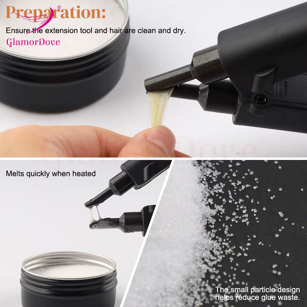Poudre de colle à la kératine – Adhésif Fusion pour extensions de cheveux pour pointe en U