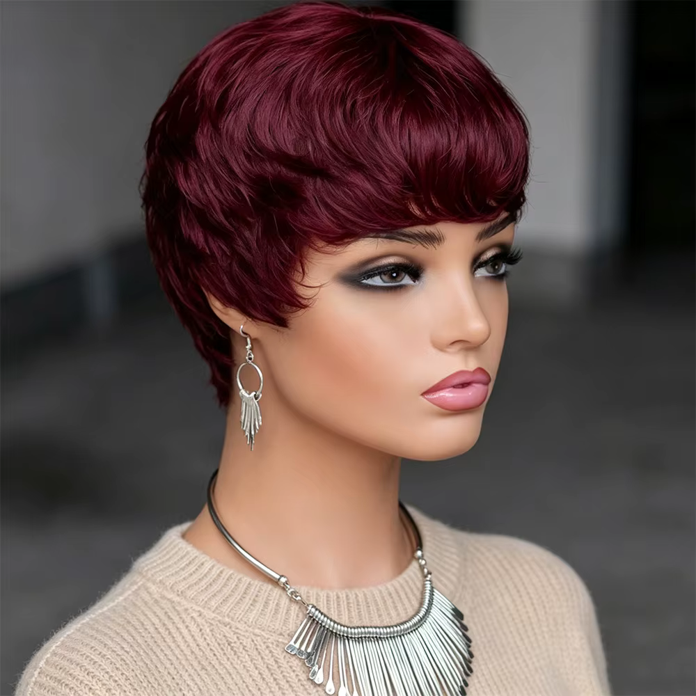 Perruque courte pour femme en cheveux humains