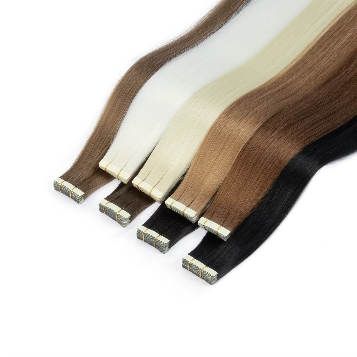 Extensions de cheveux synthétiques à bandes adhésives