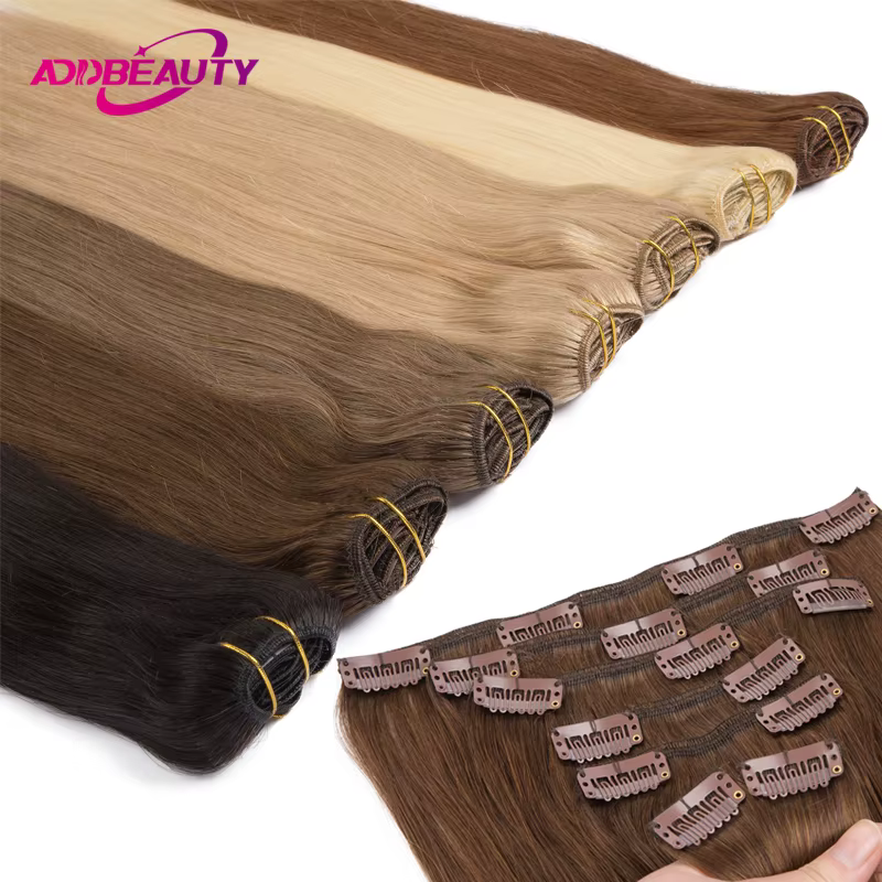 Extensions de cheveux raides Clips dans l'extension