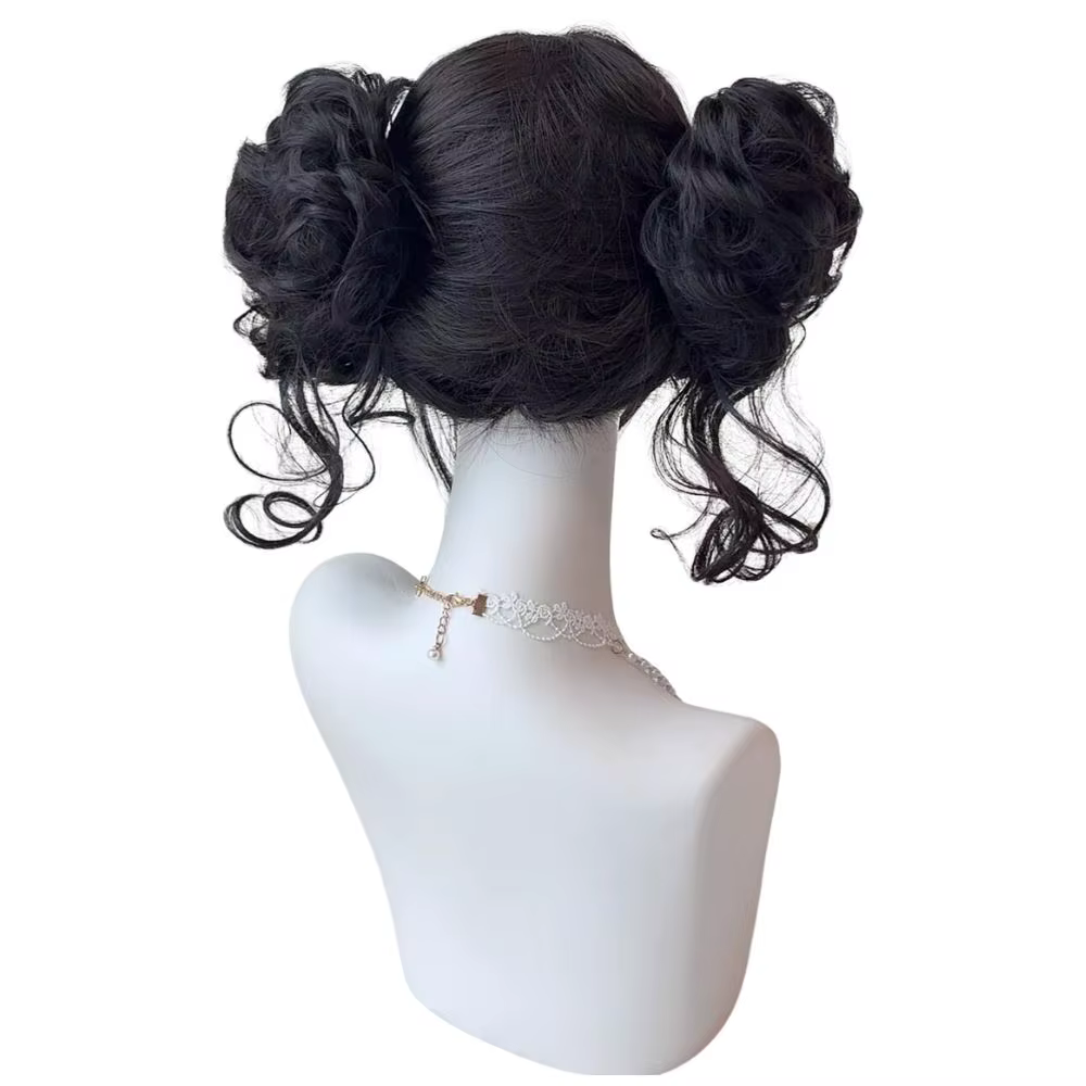 Perruque de Cosplay Double chignons mignons pour femmes et filles