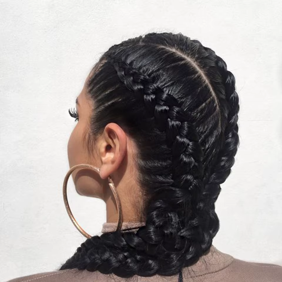 Perruque tressée 360 Lace avec cornrows et baby hair