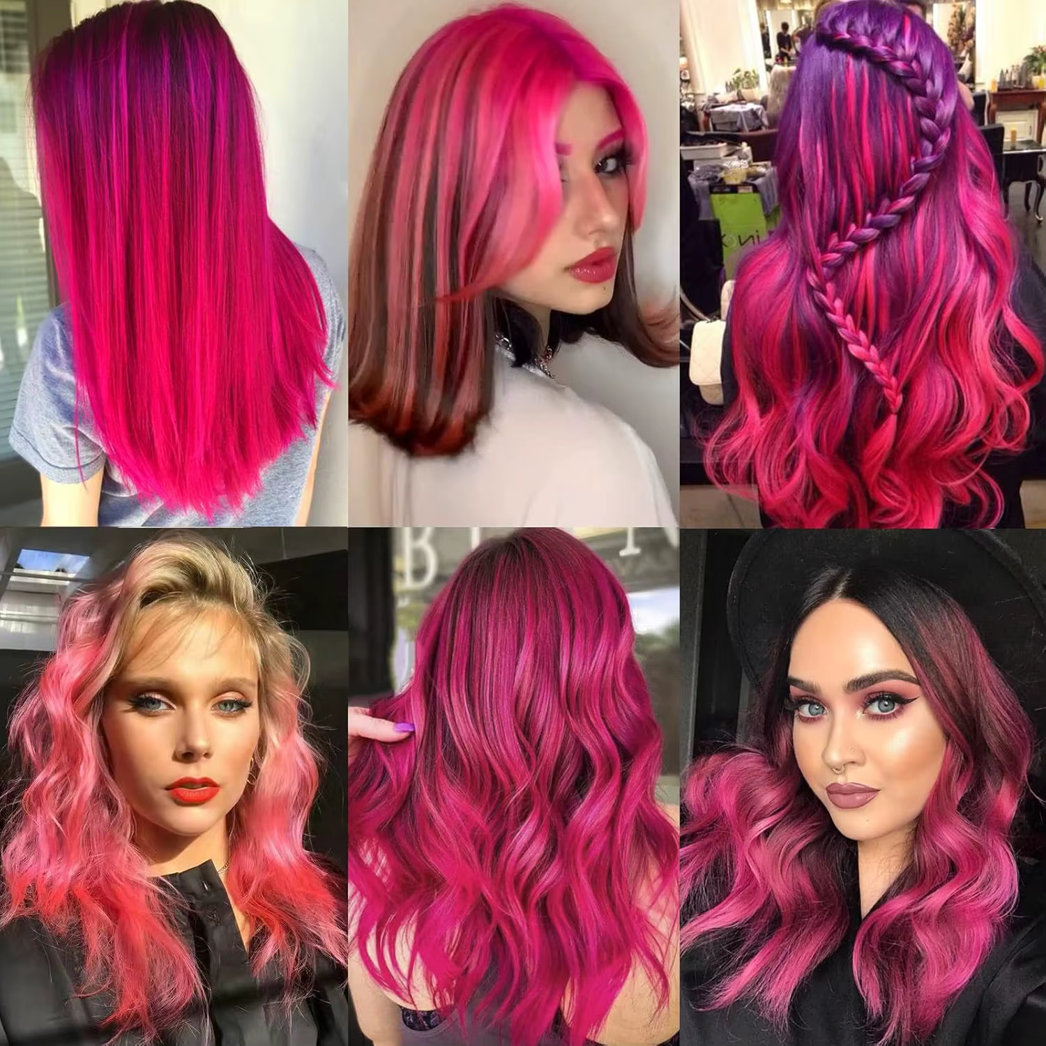 Extensions de cheveux rose vif à clipser