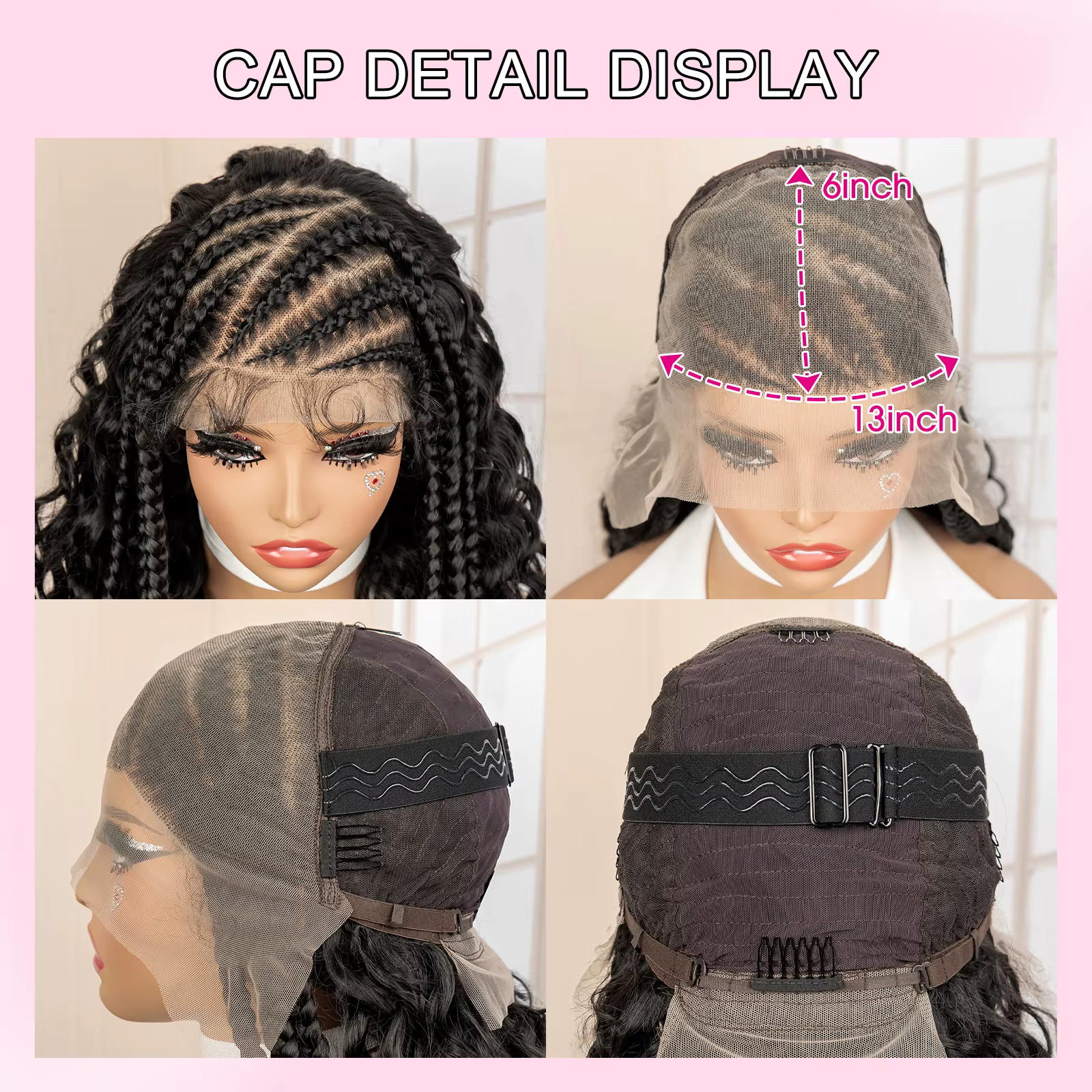 26 pouces synthétique Cornrow tressé perruque 13x6 dentelle frontale bouclés tressage perruque tresses africaines cheveux perruques pour les femmes noires