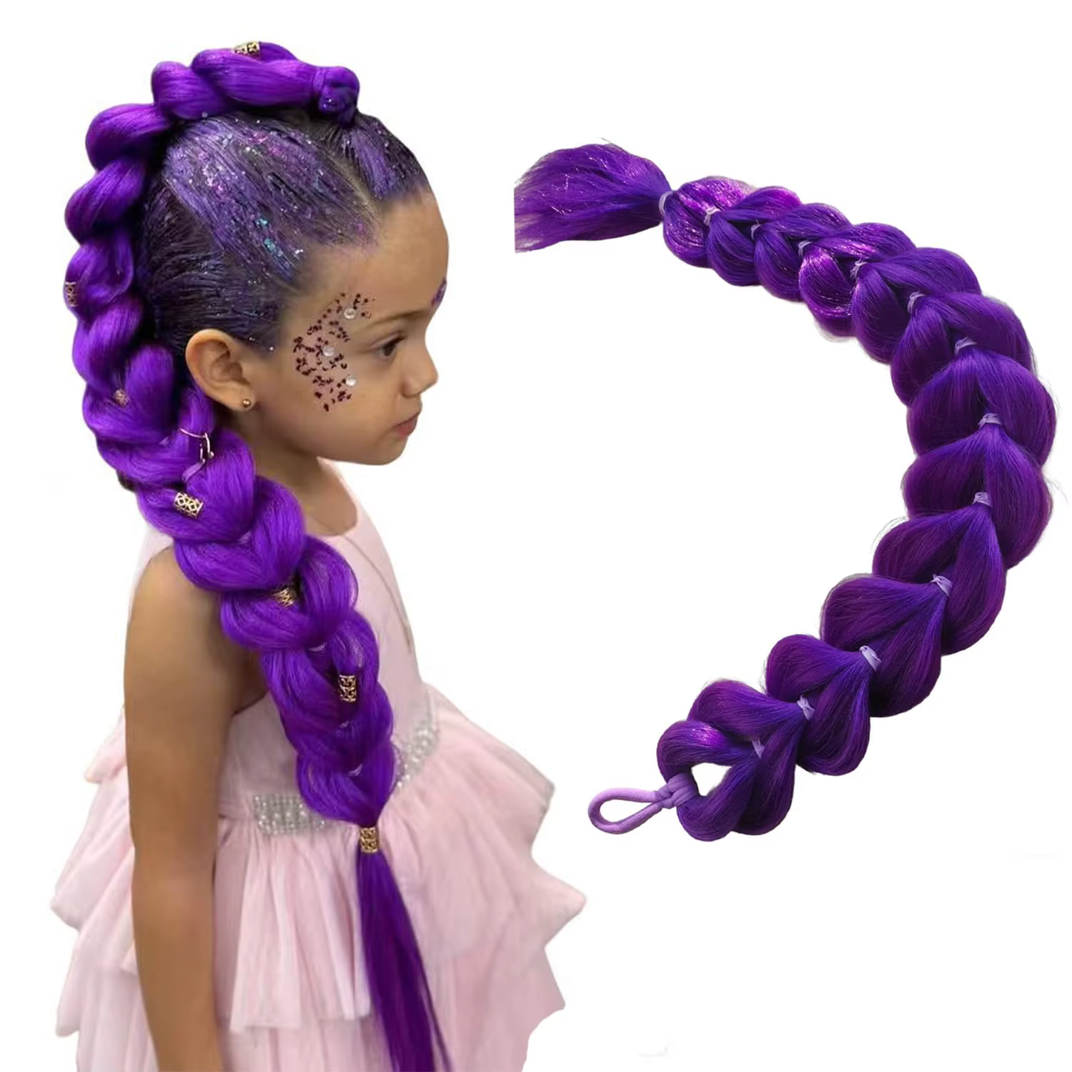 Extension de cheveux tressés Purple Dragon pour filles