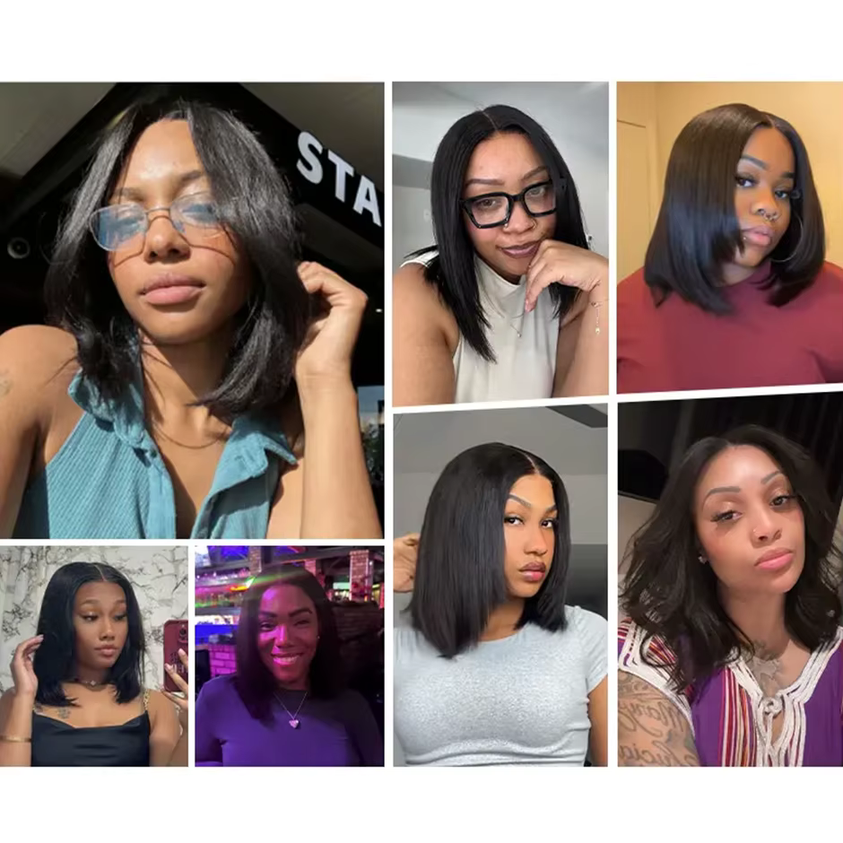 ISEE HAIR 9x6 T partie coupe en couches Bob perruque sans colle Yaki
