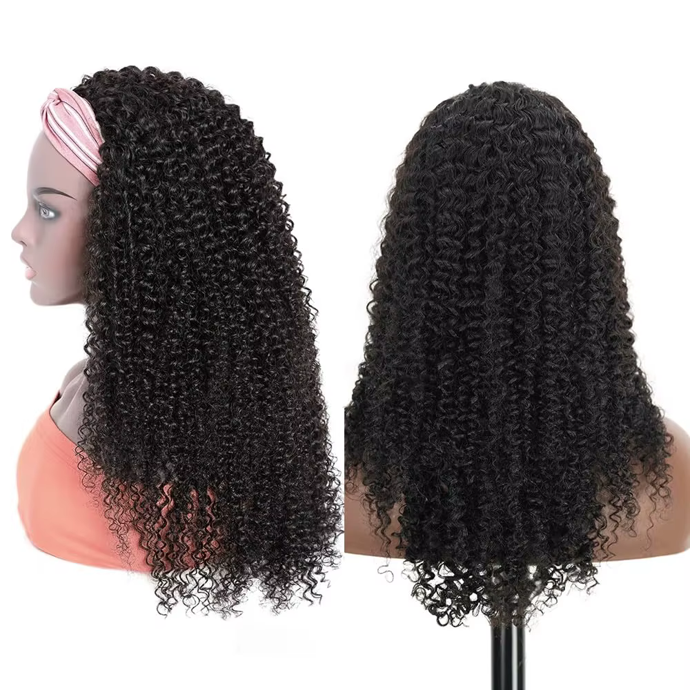 YAVIDA bandeau bouclé perruque cheveux humains 10-24