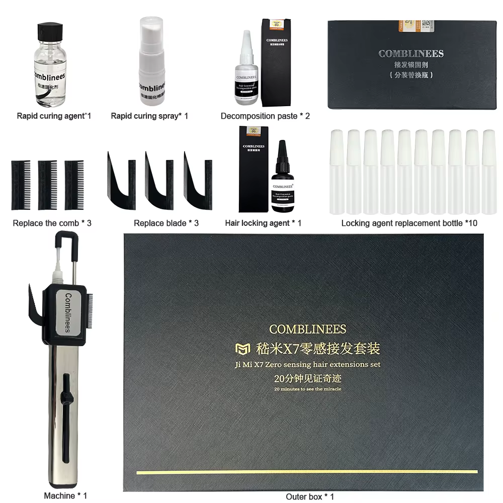 Comblinees P1 Kit d'extension de cheveux de Salon professionnel Gel de colle glacée liaison rapide sans lumière UV