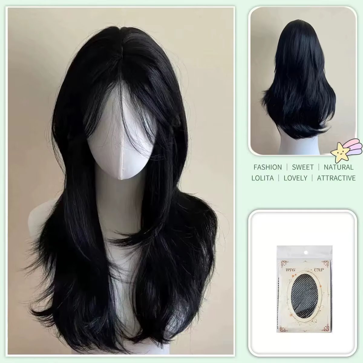 Perruque noire femme bandeau corps ondulé Rose filet à cheveux modèles en frange française haute qualité Simulation
