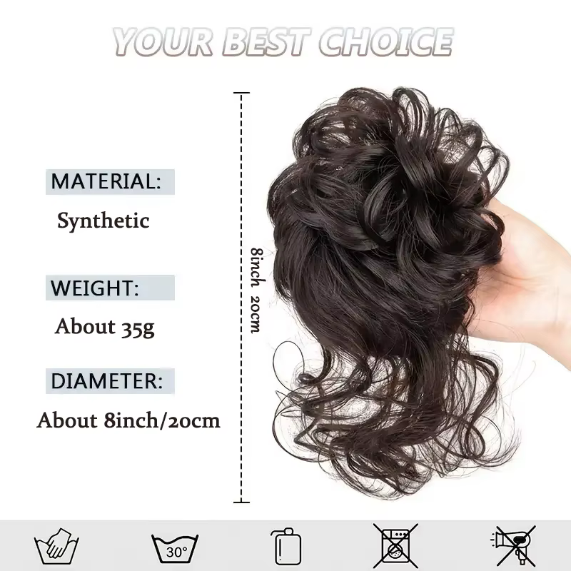 Chignon synthétique élégant bouclé en caoutchouc élastique