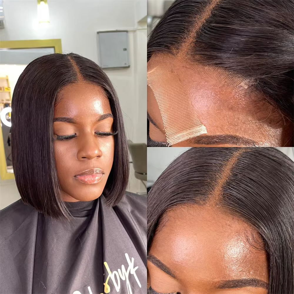 Perruques Lace Frontal Bob en Cheveux Humains Vierges Bruts 100% Naturels